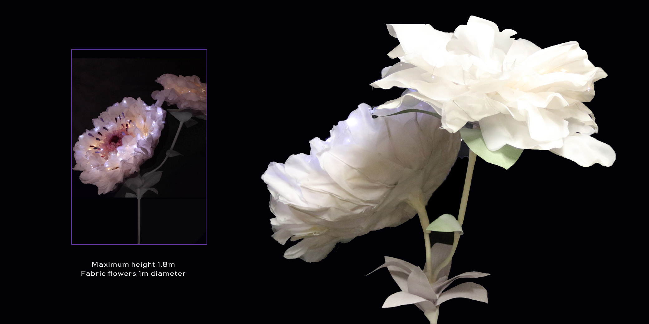 Extra large organza fabric peony flowers